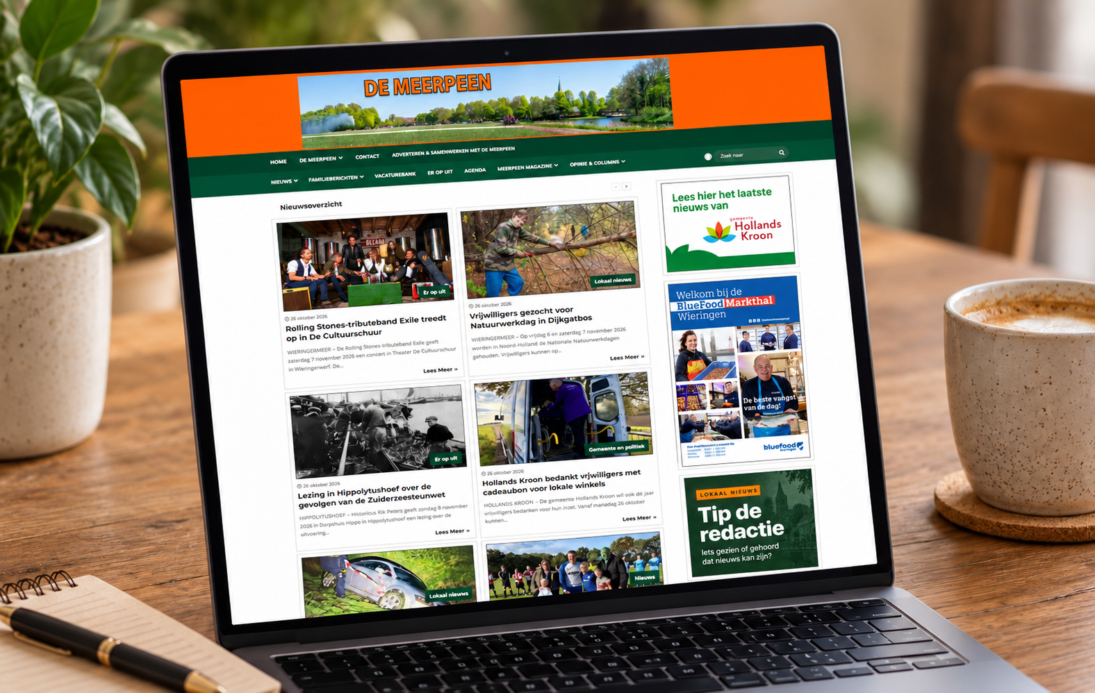 Gezellige werkplek met lokaal nieuws van De Meerpeen