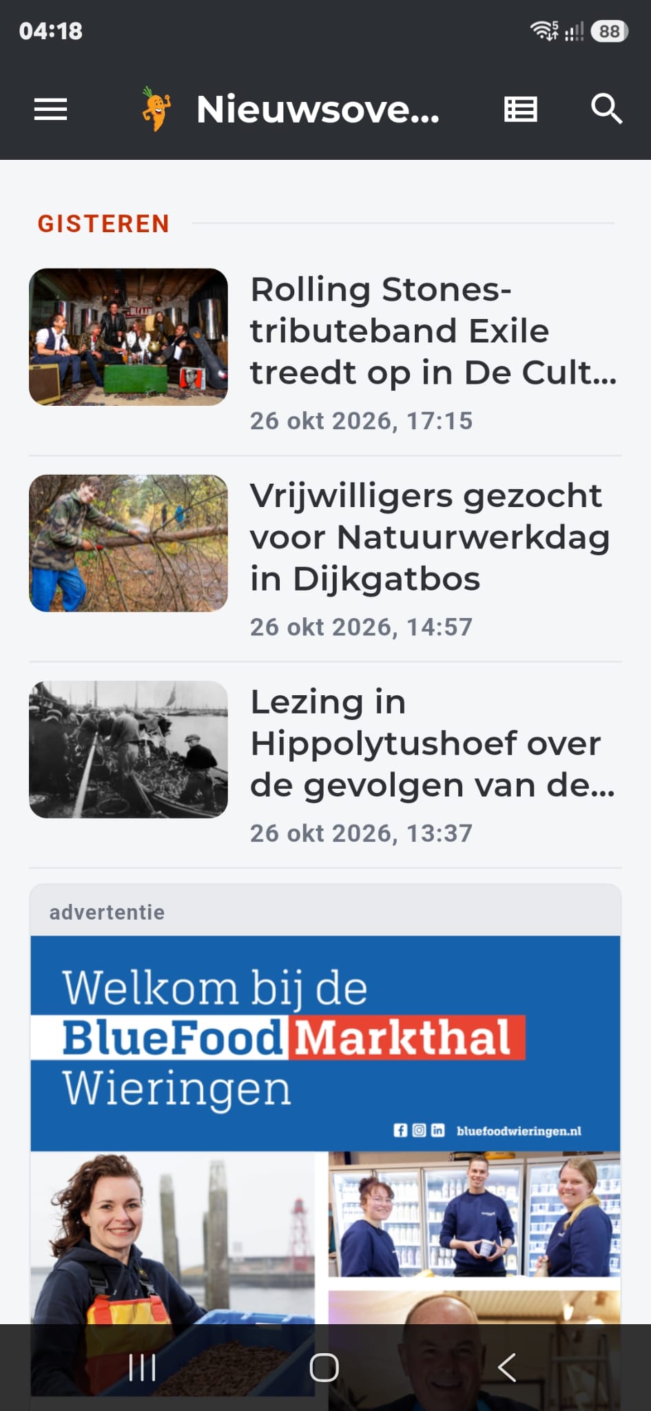 Nieuwsoverzicht van de Meerpeen-app